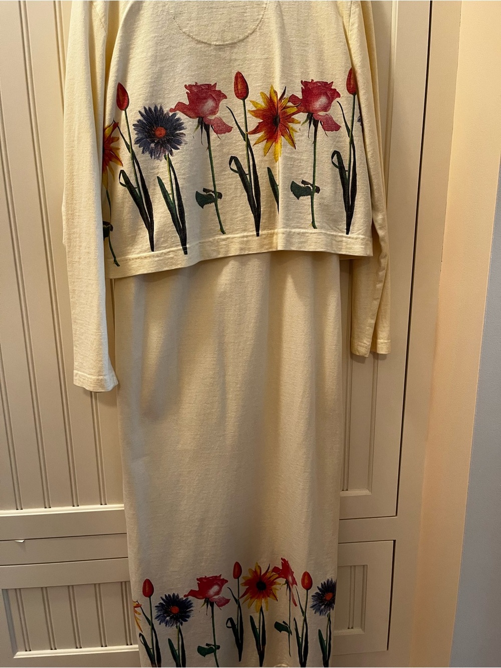 Pale Yellow Hand Painted Maxi Dress and Jacket